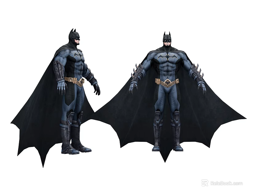 Two Different Batman Game Movie Characters With Detailed Suits And Capes 3d model 