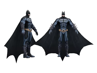Two Different Batman Game Movie Characters With Detailed Suits And Capes 3d model