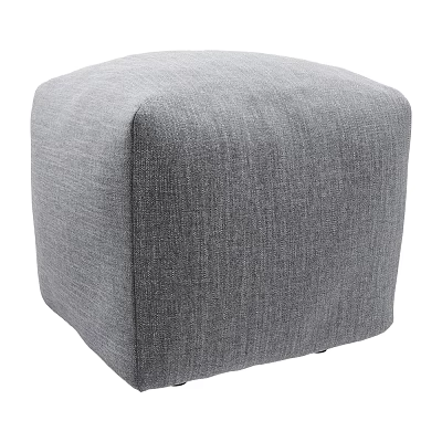 Gray Fabric Square Ottoman With Textured Surface For Living Room 3d model