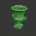 Ornate Classical Stone Vase With Intricate Carvings And Pedestal Base
