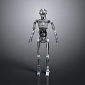 Silver Metallic Humanoid Robot With Mechanical Joints And Standing Pose
