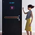 Black Security Door With Gold Frame Electronic Lock And Digital Screen Design 3d model