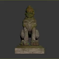 Traditional Stone Lion Sculpture With Decorative Base And Intricate Carving Details