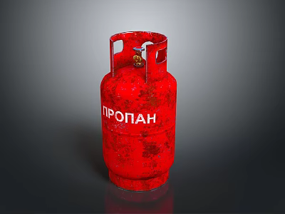 Red Propane Tank With Durable Metal Construction And Propane Label For Various Applications 3d model