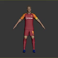 Man in Red AS Roma Jersey with FRECCIA Sponsor and Number 10 Arms Outstretched