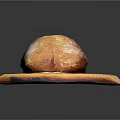 Fresh Crusty Bread Loaf on Wooden Cutting Board Surface