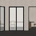 Sleek Glass Folding Doors With Black Frame For Modern Interior Space Partition 3d model