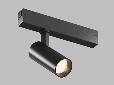 Sleek Black Modern Cylindrical Downlight Spotlight Track Mounted Fixture for Contemporary Interior Lighting 3d model