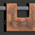 Orange Metal Padlock Hardware Tool With Rustic Design And Heavy Duty Construction 3d model
