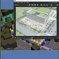 Aerial Planning of Modern Urban Building With Green Roof And Parking Area