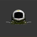 Futuristic Sci Fi Helmet With Green White Design Transparent Visor And Mechanical Details