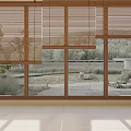 Bamboo Window Blinds Filtering Natural Light For Indoor Outdoor Scenery 3d model