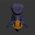 Cartoon Squirrel Character With Purple Blue Body Yellow Knitted Hat And Ankle Bands Outstretched Arms