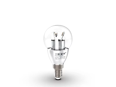 Clear Glass Light Bulb With Metal Base And E27 Screw Socket Design 3d model
