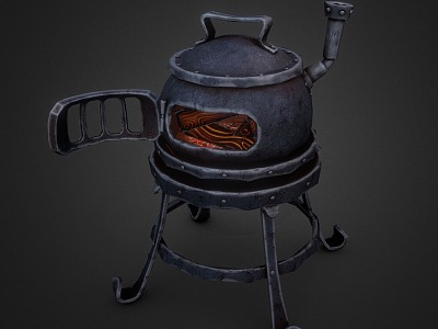 stove big stove iron stove coal charcoal wood 3d model