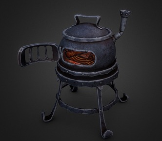 stove big stove iron stove coal charcoal wood 3d model