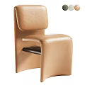 Modern Beige Upholstered Accent Chair With Curved Backrest And Ergonomic Design