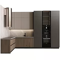 Modern Kitchen Interior Featuring Gray And Wooden Cabinets Sleek Countertop Built in Appliances