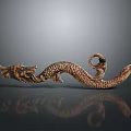 Elegant Dragon Shaped Jewelry with Golden Bronze Scaled Texture Curved Body and Coiled Tail