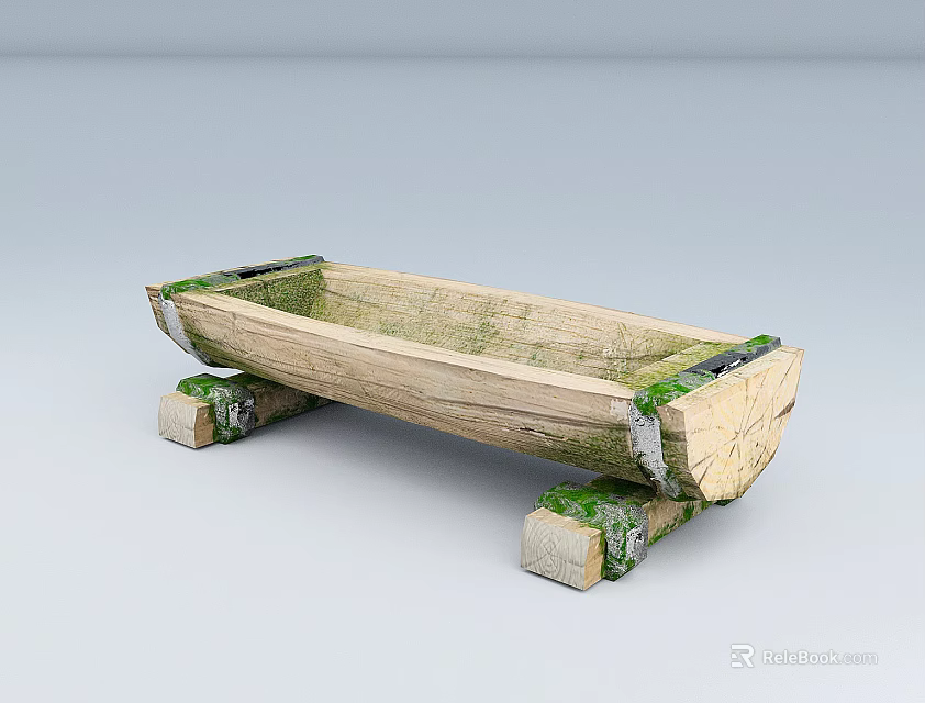 Ancient Wooden Pipe With Moss Covered Base And Rustic Design Elements 3d model 