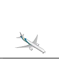 Detailed Boeing Airplane Model With White Body Blue Green Stripes Wings And Tail