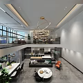 Modern Duplex Living Room Interior With Open Layout Sofa Chandelier And Windows