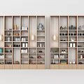 Wooden Storage Shelving Units With Multiple Shelves Decorative Items Books And Wall Lamps