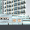 Modern Office Building Complex Featuring Three Tall Curved Towers With Glass Curtain Wall