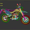 Green Adventure Motorcycle With Black Seat Yellow Forks And Spoked Wheels