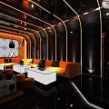 Modern KTV Interior Design With Stylish Sofas Ambient Lighting And Decorative Wall 3d model
