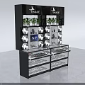 Glass Display Shelves With Multiple Layers Black Frame And Lighting For Jewelry
