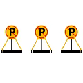 Public Facility Three No Parking Signs With Yellow Circular Black P Design