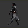 Armored Fantasy Warrior With Black Hair Wearing Detailed Metallic Armor And Holding Sword