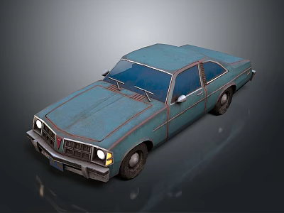 Vintage Blue Classic Car With Retro Body Design And Headlight Details 3d model