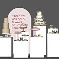 Decorative Ornament Set With White Display Stands Decorative Cakes And Ornamental Sign