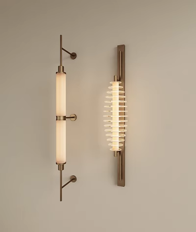 Modern Wall Sconces with Metal Frame Glass Shade and Striped Design for Interior Decor 3d model