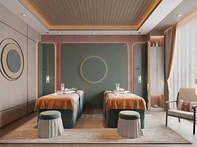 New Chinese Style SPA Beauty Room Double Beauty Room Beauty Room 3d model