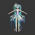 Kids Anime Character Doll With Blue Purple Hair And Flowy Costume For Playtime Fun