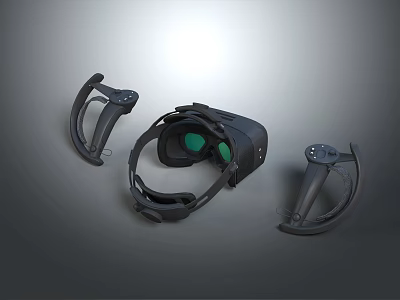 Premium VR Headset With Controllers For Immersive Virtual Reality Experience 3d model