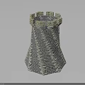 Knitted Decorative Castle Tower Figurine With Tapered Structure And Crenellated Top