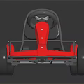 Red Go Kart With Black Seat Steering Wheel And Four Wheels Design