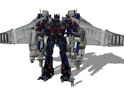 Giant Transformers Robot Figure With Large Wings And Small Human Figure 3d model