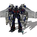 Giant Transformers Robot Figure With Large Wings And Small Human Figure 3d model
