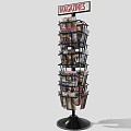 Rotating Multi Tiered Magazine Display Rack with Assorted Magazines for Retail Store 3d model