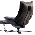 Modern Comfortable Black Leather Recliner Chair With Ottoman And Metal Base