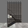 Black Staircase With Vertical Grille Structure And Marble Floor Wall Art 3d model