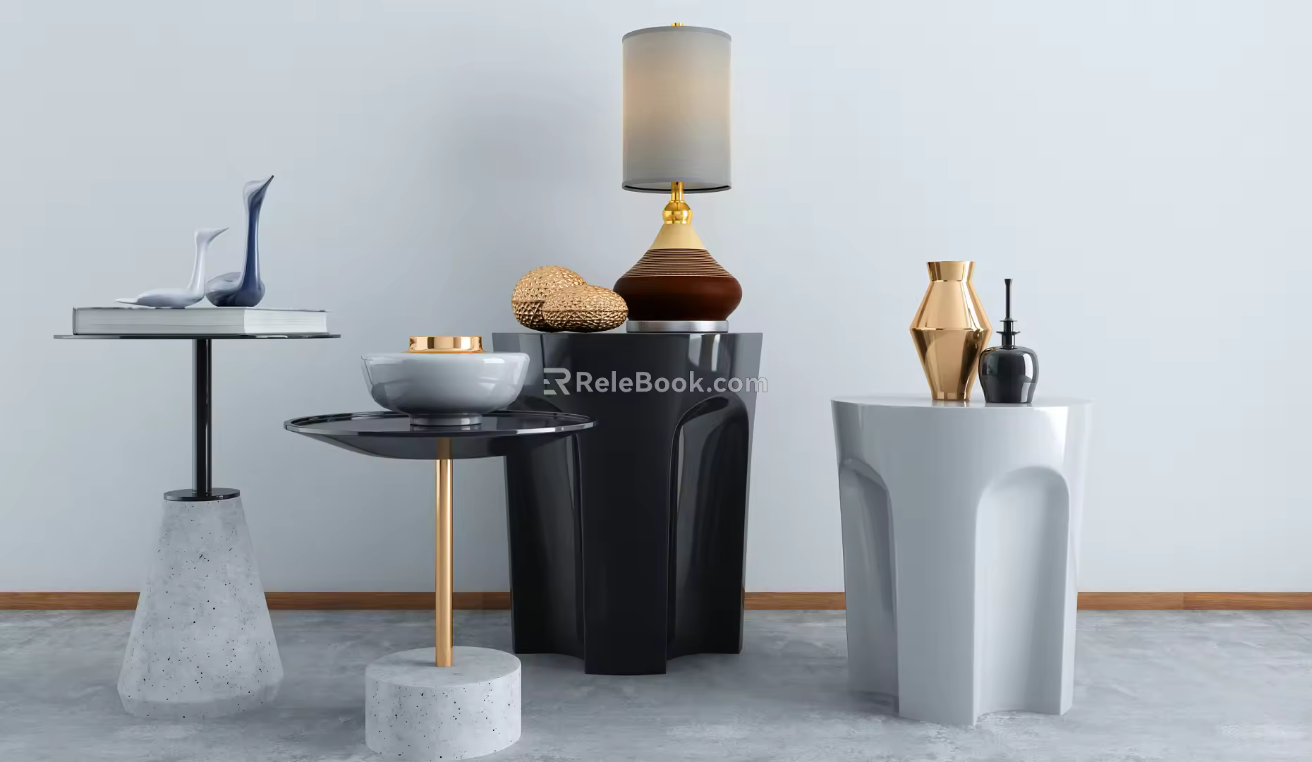 Modern round table coffee table combination 3d model