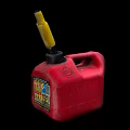 Industrial Red Jerry Can With Yellow Nozzle And Safety Label For Fuel Storage