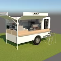 Holy Mobile Food Truck With Awning Wooden Counter And Chairs On Grass