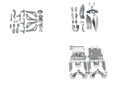 Assorted Precision Mechanical Parts Including Gears Brackets And Metal Components 3d model